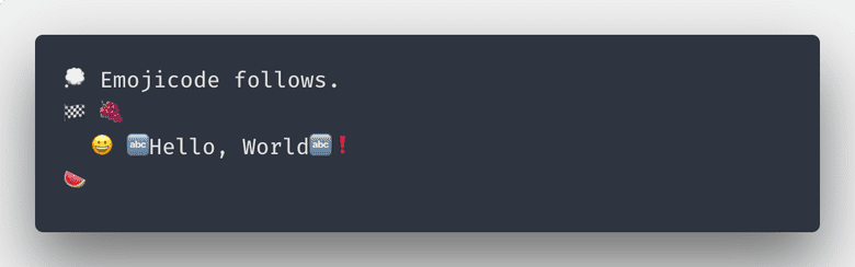 "Hello, World" in Emojicode